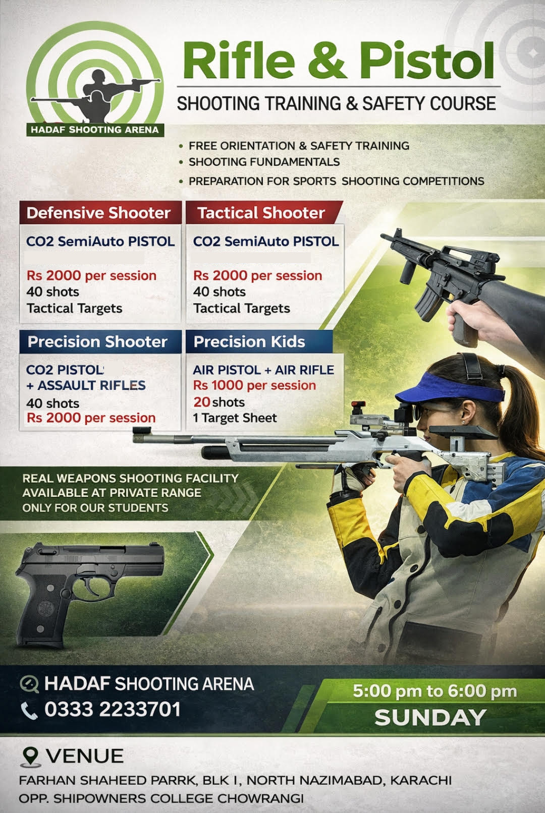 target shooting, precision shooting, tactical shooting, professional shooting training by CO2 semiauto pistols, handguns, airguns, 9mm pistol, air rifiles etc