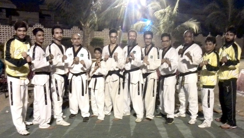 Prince Taekwondo Academy black belts with master ashfaq, jedy, Saqib, Abid, Kashif, Kamran joyo, Jaidy,